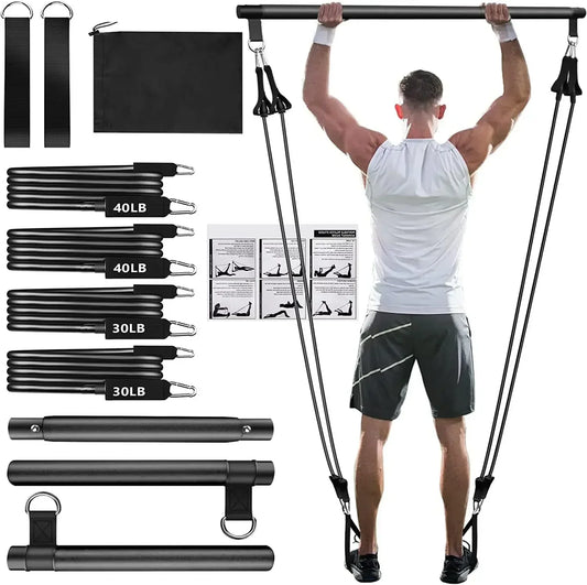 Portable Yoga Pilates Bar with Resistance Band