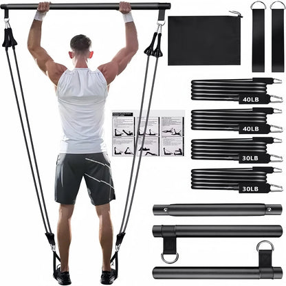 Portable Yoga Pilates Bar with Resistance Band