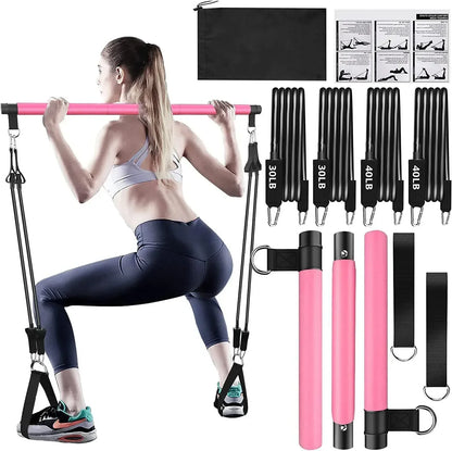 Portable Yoga Pilates Bar with Resistance Band