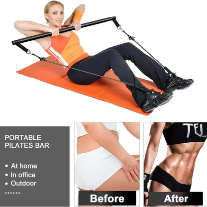 Portable Yoga Pilates Bar with Resistance Band