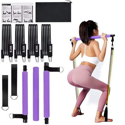 Portable Yoga Pilates Bar with Resistance Band