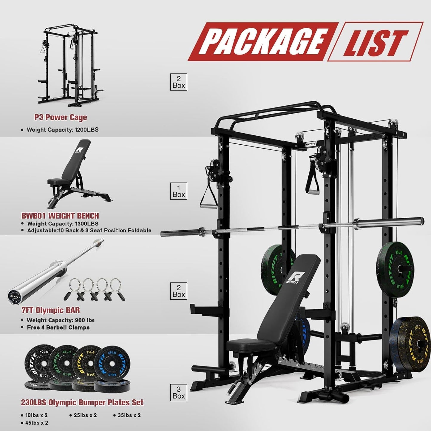 Ultimate PPC-P3 Power Cage & LAT Pulldown System - 1200LB Squat Rack