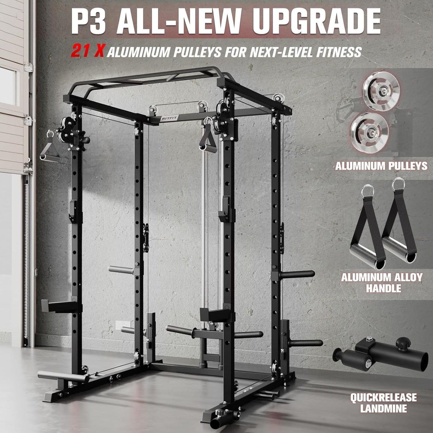 Ultimate PPC-P3 Power Cage & LAT Pulldown System - 1200LB Squat Rack