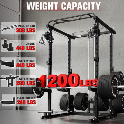 Ultimate PPC-P3 Power Cage & LAT Pulldown System - 1200LB Squat Rack