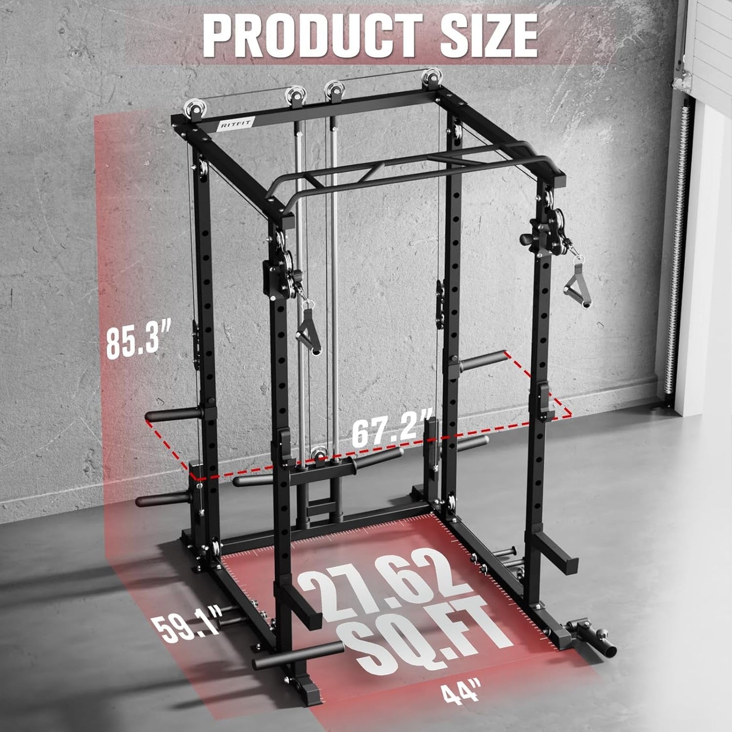 Ultimate PPC-P3 Power Cage & LAT Pulldown System - 1200LB Squat Rack